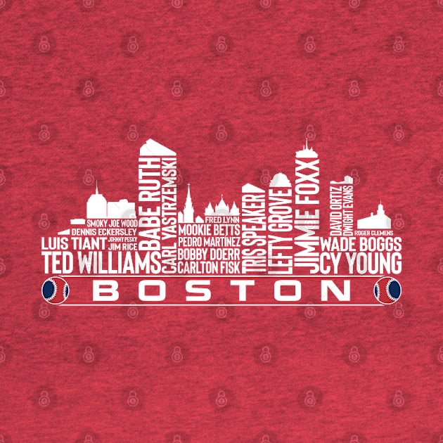 Boston Baseball Team All Time Legends, Boston City Skyline by Legend Skyline